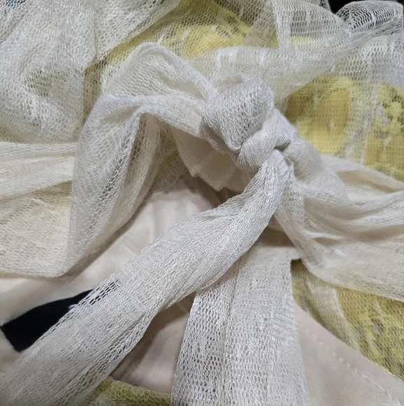 Ryu Tulle & Lace Crochet High Circle Neck Tie Mini Sheath Dress, Sz Large, EUC! - Picture 11 of 11